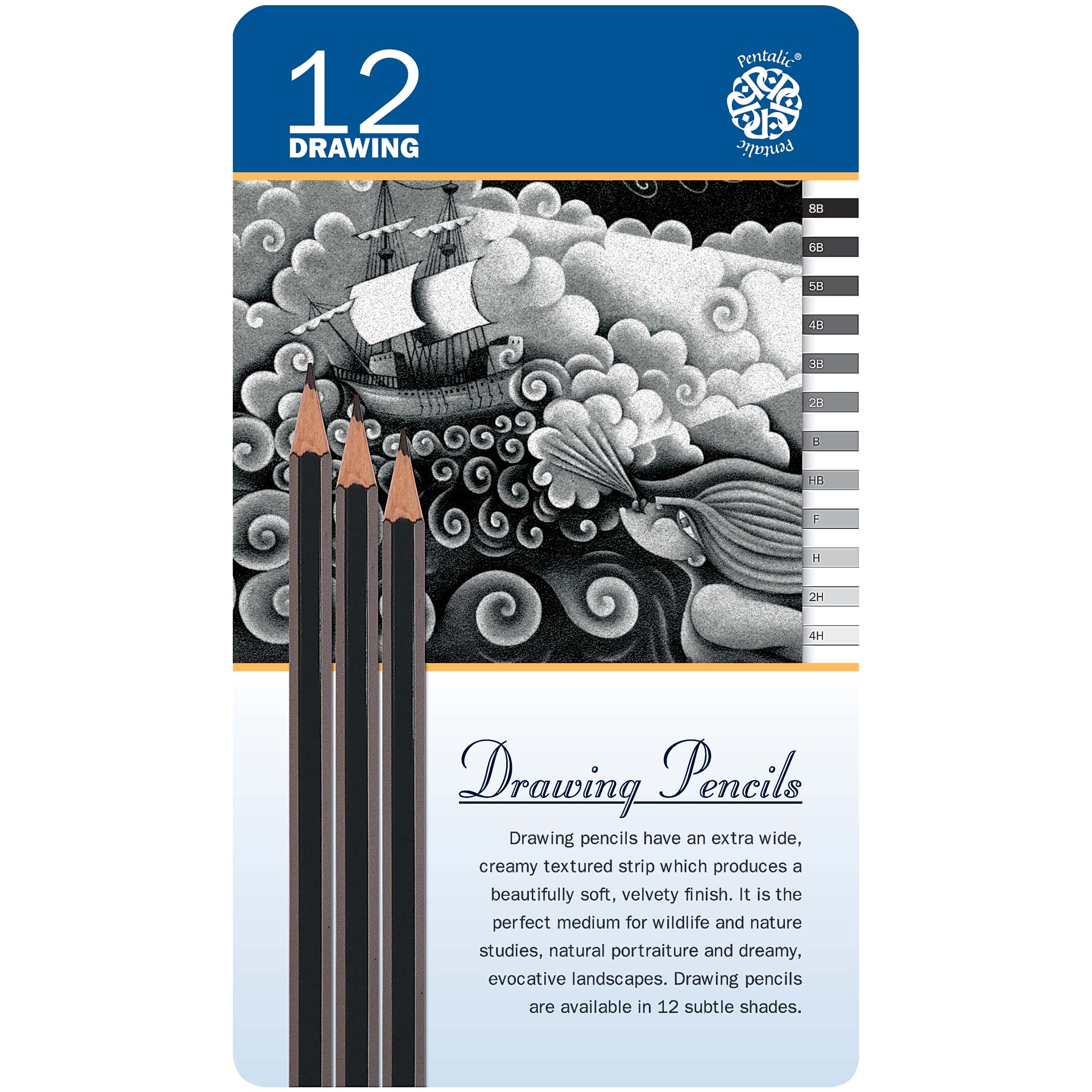 Pepy Aero Graphite Professional Drawing Pencils Graphic and Fine Art Set of 12 6B Pre-Sharpened Black Lead Pencils; Perfect for Drawing Sketching and Shading 